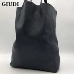 【極美品】 ジウディトートバッグ レザー ネイビー 青色 ポーチ付き シボ革