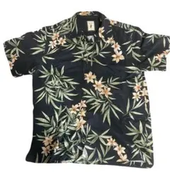アロハシャツ 黒 花柄 シルク