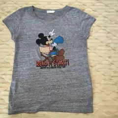 レディース　ディズニー　ミッキー　半袖Tシャツ　グレー　Lサイズ　古着