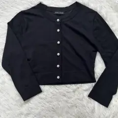 【美品】近年モデル　ヨーコチャン　パールボタン　カーディガン　黒