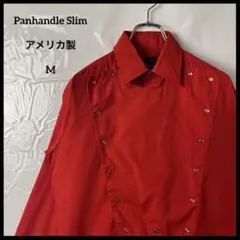 長袖シャツ　パンハンドルスリム　アメリカ製ヴィンテージ70s-90s赤レッド古着