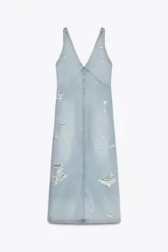 ZARA2025夏新作ダメージ加工デニムワンピース