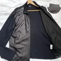 美品 希少XL⭐️ヒューゴボス ラムレザージャケット パンチング ニット切り替え