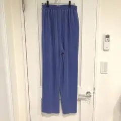 美品ルノンキュール セルフカットプリーツパンツ サックスブルー