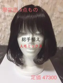 梅田サロン1点もの★総手植え(人毛ミックス) ショートウィッグ ボブ 試着のみ