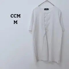 シーシーエム　Tシャツ　カットソー　半袖　クルーネック　ハーフボタン　薄手　M