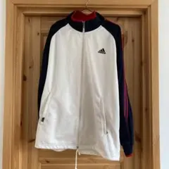 adidas フルジップジャケット M ホワイト/ネイビー/レッド