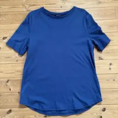 INDIVI 裾デザイン　大人Ｔシャツ　ブルー　38 M コットン100%