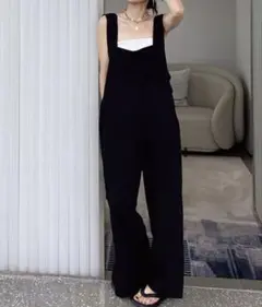 me Jane【ミージェーン】サロペットワイドパンツ 黒 L