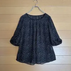 mink chair ミンクチェア シアー シフォン 水玉ブラウス 黒×ベージュ