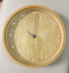 植物デザイン 掛時計 直径約20cm ナチュラル ウッド
