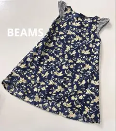 BEAMSビームスキッズ花柄ワンピースネイビーノースリーブフリル100cm