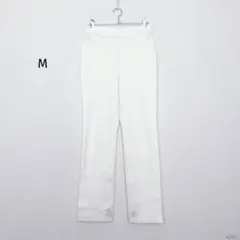 レディースイージーストレッチストレートパンツ 【M】ウエストゴム ポケット有 白