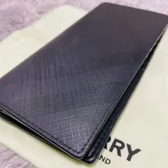 BURBERRYバーバリー 長財布 シャドウチェック ブラック PVC レザー