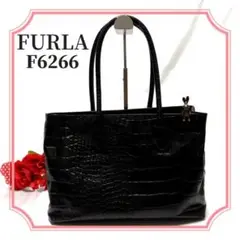 FURLA フルラ トートバッグ クロコダイル型押し レザー 黒 ブラック 人気