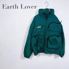 f283【アースラバー】ナイロン中綿ブルゾン　ジャケット　ダークグリーン