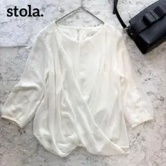 【stola.】ストラ シフォンドレープブラウス フォーマル 綺麗め ホワイト