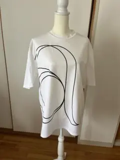 ADEAM ラインアートプリント Tシャツ ホワイトM ユニセックス