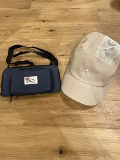 ベージュメッシュキャップとショルダーバッグセット 散歩セット サコッシュ ポーチ