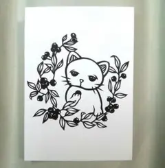 【切り絵】原画　A5サイズ　blueberry