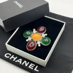 【希少】シャネル ブローチ グリポア ストーン マルチカラー シルバー 付属品
