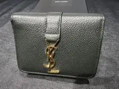 サンローラン 二つ折り財布 ダークグリーン