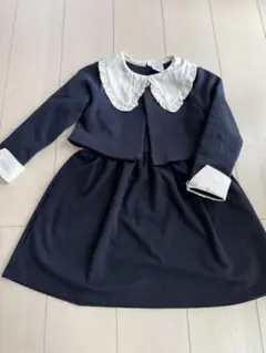 値下げZARAキッズ　ボレロとワンピースのセット　ネイビー フリル襟 122cm