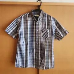 ikka チェック柄 半袖シャツ Lサイズ