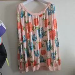 スカラーscolar長袖カットソーMライトピンクローズバラ