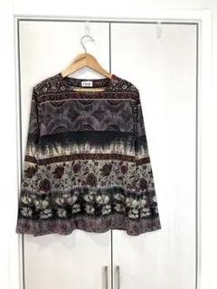 Pavone トップス　カットソー　ボヘミアン花柄長袖　FREESIZE