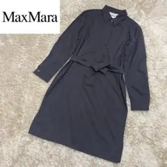 美品 マックスマーラ 白タグ 比翼ボタン ワンピース イタリア製 ウール 40