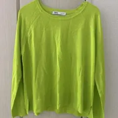 ZARA ライムグリーン 長袖ニットセーター