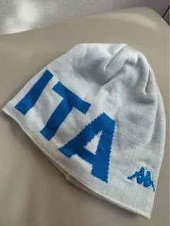 Kappa（カッパ）ニットキャップ ITALIAロゴ入り グレー×ブルー