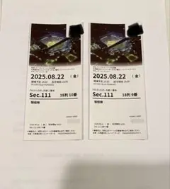 2025年8月22日 エスコン入場券半券 日ハムVS ソフトバンク