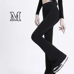 フレアパンツ ヨガパンツ 黒 M レディース 普段遣い 運動 ジム EG16