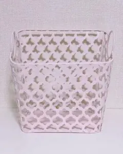 ヴィンテージ バスケット カゴ メタル ファンシー パステルピンク