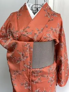 未使用 小紋 紗綾形・地模様 正絹 身丈150 仕付け糸付