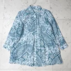 レリアン Leilian 近年モデル ペイズリーブラウス グリーン サイズ9