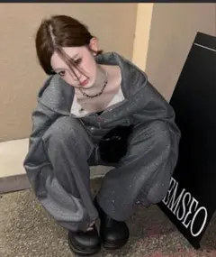 ViViDAY 上下セット】キラキラスウェットパーカー×スウェットパンツ