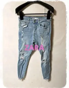 ☘️P1☘ZARA クラッシュ ストレッチ スキニーデニム 38