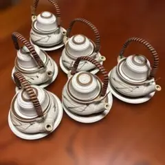 土瓶蒸し6個セット 手描き模様