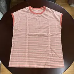 Niko and. ノースリーブTシャツ オレンジストライプ　レディースLサイズ