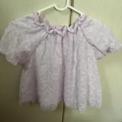 【よりどり対象商品】⑯フリル付きラベンダーオフショルダーシャツ 130