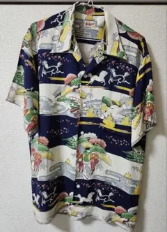 SUNSURF アロハシャツ 和柄（馬、富士）