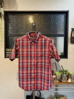 美品！GEORGE 半袖チェックシャツ Lサイズ　レッド　可愛い