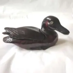 レトロ 木製アヒル型小物入れ