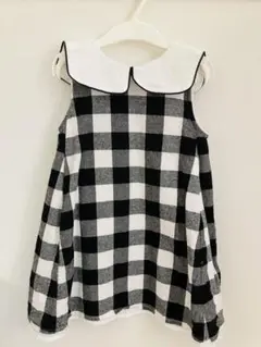 （美品）petit main ワンピース　チェック　黒