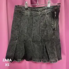 ZARA ウォッシュデニム　プリーツ　ミニスカート　グレー