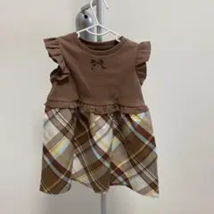 COMME CA ISM 半袖 チェック ワンピース 90
