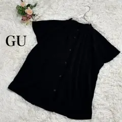 【GU】エアリーバンドカラーシャツ 半袖 黒　ブラック　S 334160